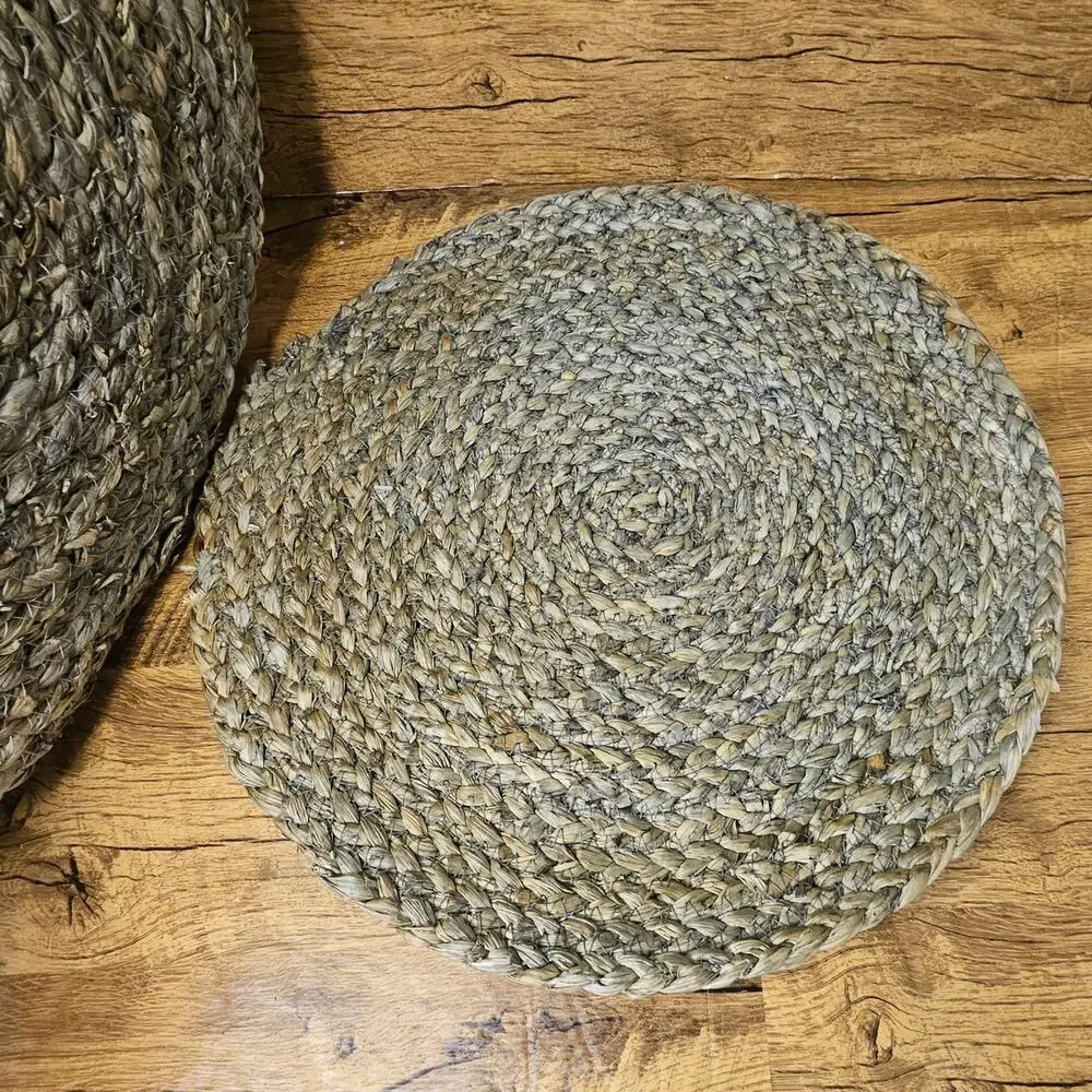 NWT Threshold Woven Blue Grey Round Place Mat Charger Dining